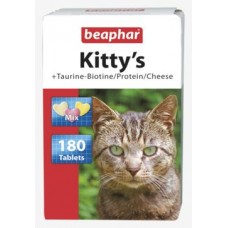 Beaphar Kittys Taurine Biotine Protein Cheese - витаминно лакомство с таурин, биотин, протеини и сирене 180 броя